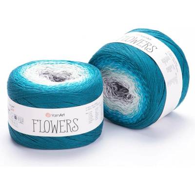 Yarn Art příze Flowers 289 šedá, krémová,šedozelená, tyrkysová, petrol