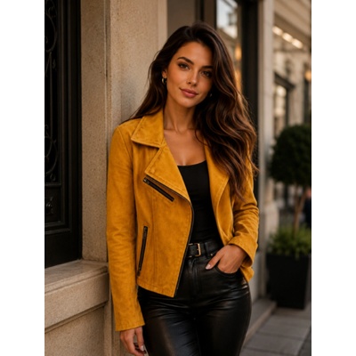 Max Original Leather Roma biker mustard