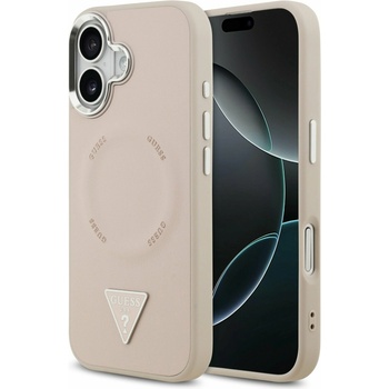 GUESS PU Leather Triangle Logo MagSafe Задна обвивка за iPhone 17 Pink Guess | Rozov | МЪЖЕ | UNI