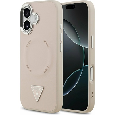 GUESS PU Leather Triangle Logo MagSafe Задна обвивка за iPhone 17 Pink Guess | Rozov | ЖЕНИ | UNI