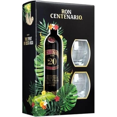 Centenario Fundacion 20y 40% 0,7 l (dárčekové balenie 2 poháre)