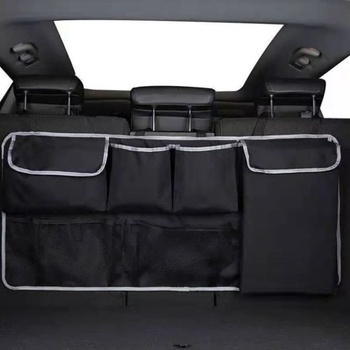 Висящ органайзер за багажника на автомобила със заключващи се джобове, черен (xxx)