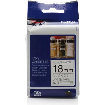 Páska do štítkovače Brother TZE-N241, 18mm, černý tisk/bílý podklad, originál