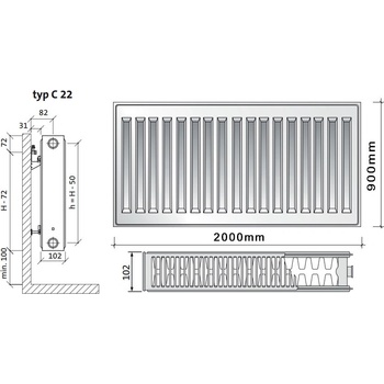 Purmo C22 900 x 2000