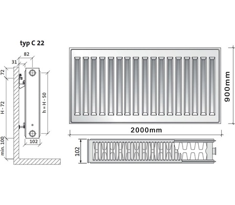 Purmo C22 900 x 2000
