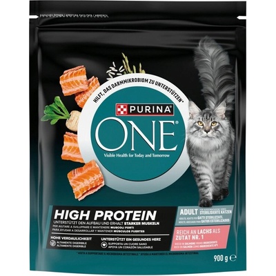 Purina ONE High Protein s vysokým obsahom lososa 900 g