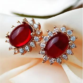 HARAHU Обеците fa-23433 - Златна / Червена kp23433 (fa-23433)