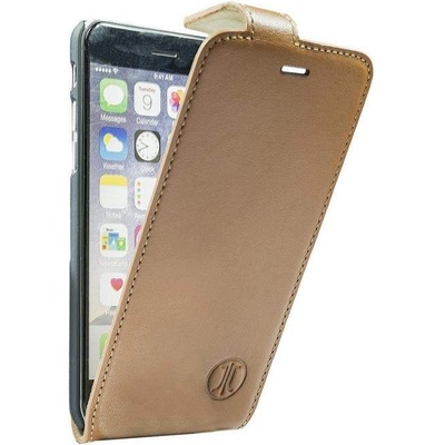 JT BERLIN LeatherFlip Style Case - вертикален кожен (естествена кожа) флип калъф iPhone 7, iPhone 8 (кафяв)