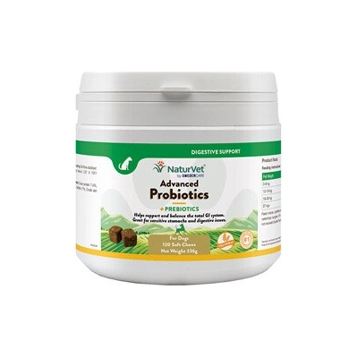 NaturVet Advanced Probiotics 120 žuvacích tabliet