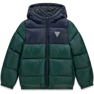 GUESS Зимно яке за мини момче в зелено и тъмно синьо с лого Guess