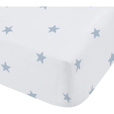 Bianca Бял-син еластичен единичен памучен детски чаршаф 90x190 cm Mini Star & Stripes - Bianca (BD/60571/R/SFD/BL)
