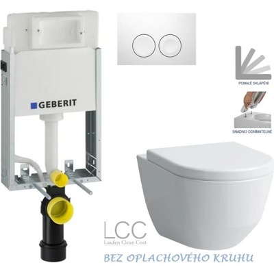 Geberit KOMBIFIX Basic tlačítko DELTA 21 Bílé WC LAUFEN PRO LCC RIMLESS + SEDÁTKO 110.100.00.1 21BI LP2