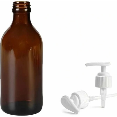 Luna Skleněná lékovka s bílou pumpičkou 250 ml