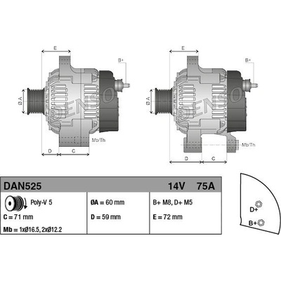 Alternátor DENSO (DE DAN525)