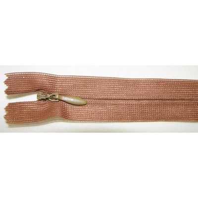 Zips krytý nedeliteľný 20cm tmavá škoricová