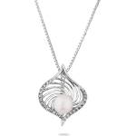 Swan Сребърно колие листо с бяла сладководна перла и цирконий SP0471 Swan