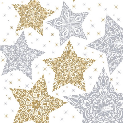 Duni papierové servítky Snowstar 33x33cm 3V 20ks