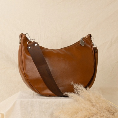 Ammyla kožená kabelka Luna brandy hnedá Crossbody s popruhom