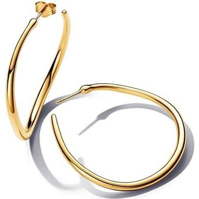 PANDORA Otevřené náušnice s organickým tvarem 42 mm zlacené 263299C00