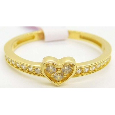 Klenoty Budín Dámský zlatý zásnubní srdíčkový prsten se zirkony pro zamilované HK1207