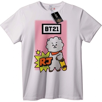 NOONEBRAND Тениска BT21 RJ Мече на скейтборд - 2XL, White