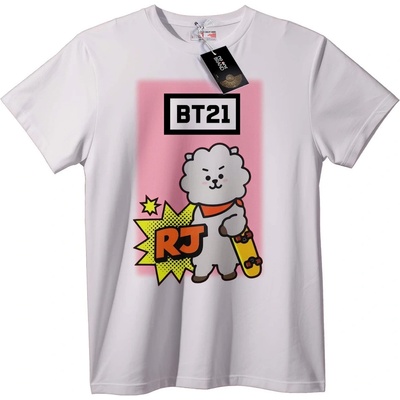 NOONEBRAND Тениска BT21 RJ Мече на скейтборд - 2XL, White