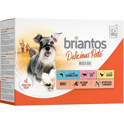 Briantos Delicious míchané balení kuřecí, hovězí, losos Paté 12 x 100 g