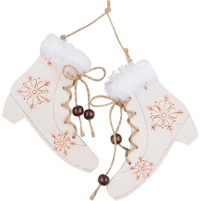 ANDĚL Dřevěné zimní boty na zavěšení 12 cm červeno-bílé – Zboží Mobilmania