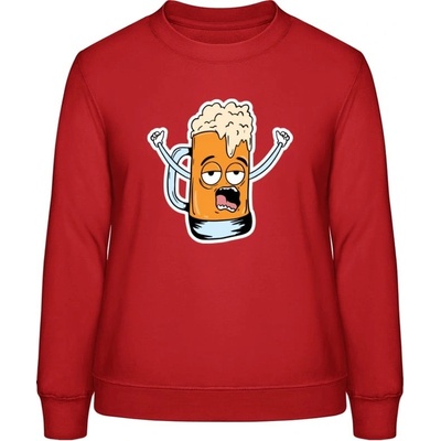 AWDis Sweat mikina Design Ilustrace pivní sklenice Ohnivá červená