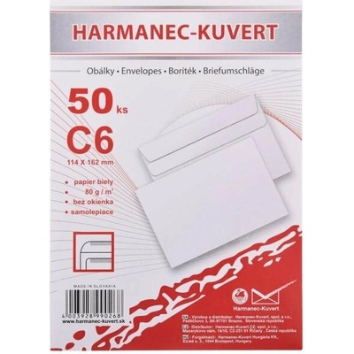 Poštové obálky C6 samolepiace, 50 ks