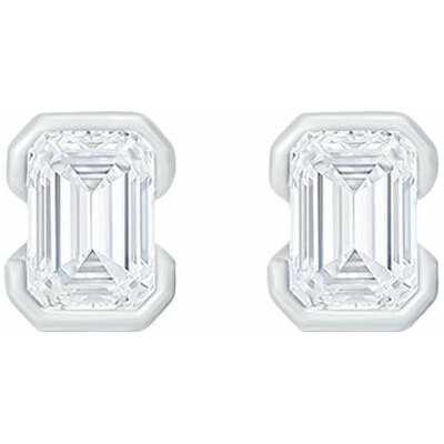 Eppi Minimalistické stříbrné peckové náušnice s emerald diamentem Agata E49350