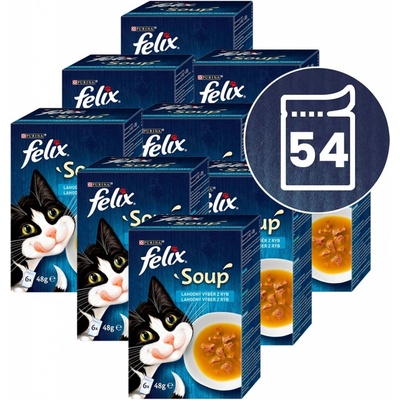 FELIX Soup Lahodný výber s treskou, s tuniakom, s platesou 54 x 48 g