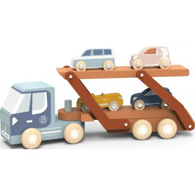 Speedy Monkey drevený autotransportér Car Carrier Truck So 4 autíčkami uni