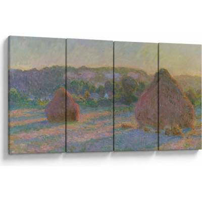 Obraz - Claude Monet, Stacks of Wheat (End of Summer) , reprodukcia, štvordielne 160x80 cm
