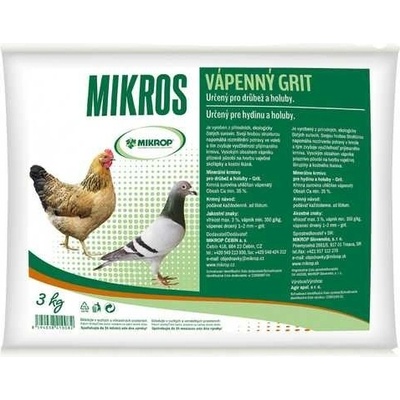 Mikros Grit vápenný pre hydinu a holuby, 3 kg