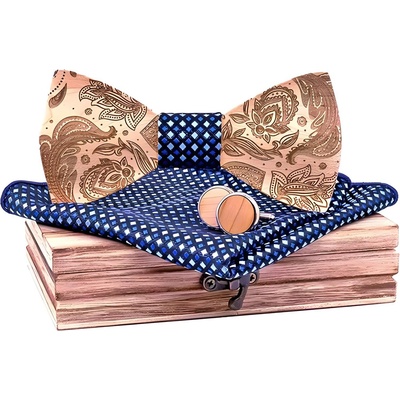 HARAHU Дървен папион lo-30920 - Черен / Син kp30920 (lo-30920)