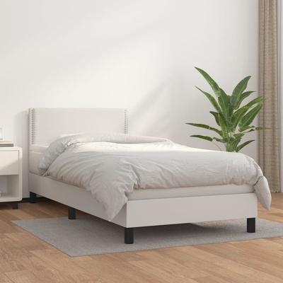 Petrashop 3141048 boxspring postel s matrací bílá umělá kůže