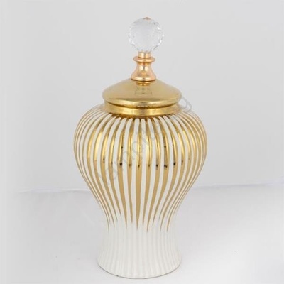 Eurolamp Керамичен буркан 35x17, 5 см златист/бял (EU0505)