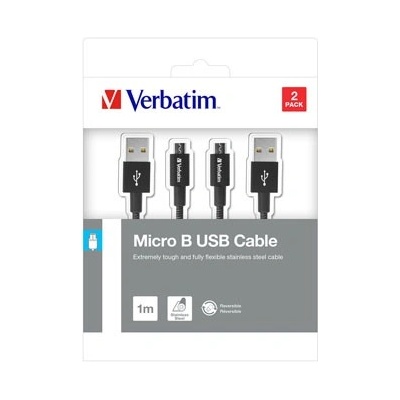 Verbatim 48874 USB кабел (2.0), USB A + microUSB, 1m, черен box, 2 бр (48874)