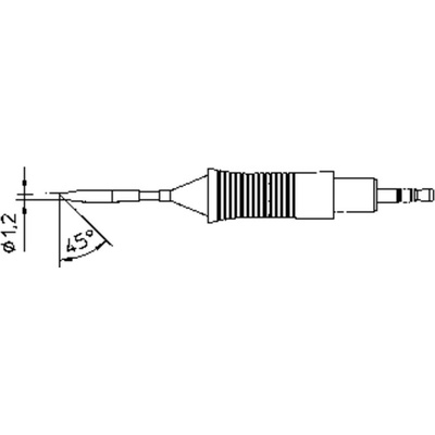 Weller RTM 012 B pájecí hrot oblý, zkosený 45° Velikost hrotů 1.2 mm Délka hrotů 19 mm Obsah 1 ks