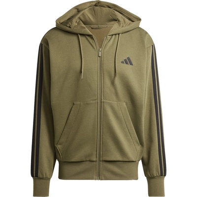 Adidas Мъжки суичър Adidas Essentials Fleece 3-Stripes Full-Zip Hoodie Mens - Olive Strata