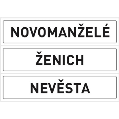 Svatba-eshop Set 6 ks svatebních SPZ cedulek + pěnová oboustranná lepící páska