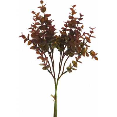 umělá větev, Blahovičník - Eukalyptus svazek červený (burgundy) v39 cm (N950953)