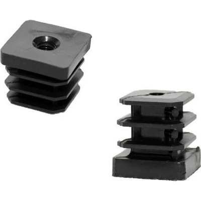 Plastová čtvercová zátka 40x40mm s vnitřním závitem M10, síla stěny do 2mm