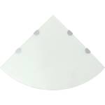 vidaXL Ъглови рафтове, 2 бр, бяло стъкло с държачи хром, 45x45 см (3051600)