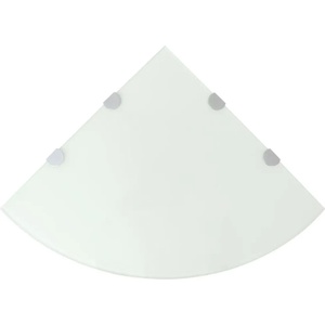 vidaXL Ъглови рафтове, 2 бр, бяло стъкло с държачи хром, 45x45 см (3051600)