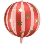 Party Deco Фолиев балон сфера с звезди - Червен (fb243-007)