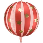 Party Deco Фолиев балон сфера с звезди - Червен (fb243-007)