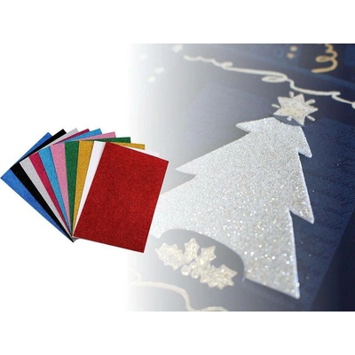 Samolepicí pěnová guma Moosgummi s glitry, 2 kusy 20x30 cm - 14 modrá tyrkys