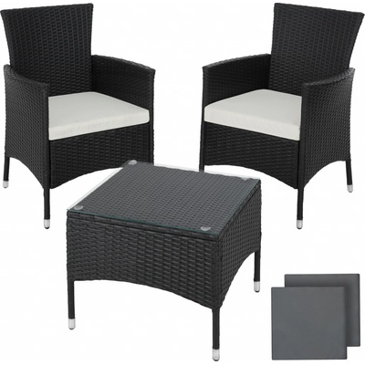 TecTake 402862 Zahradní ratanový nábytek Lucern 2+1 černá umělý ratan – Zboží Dáma